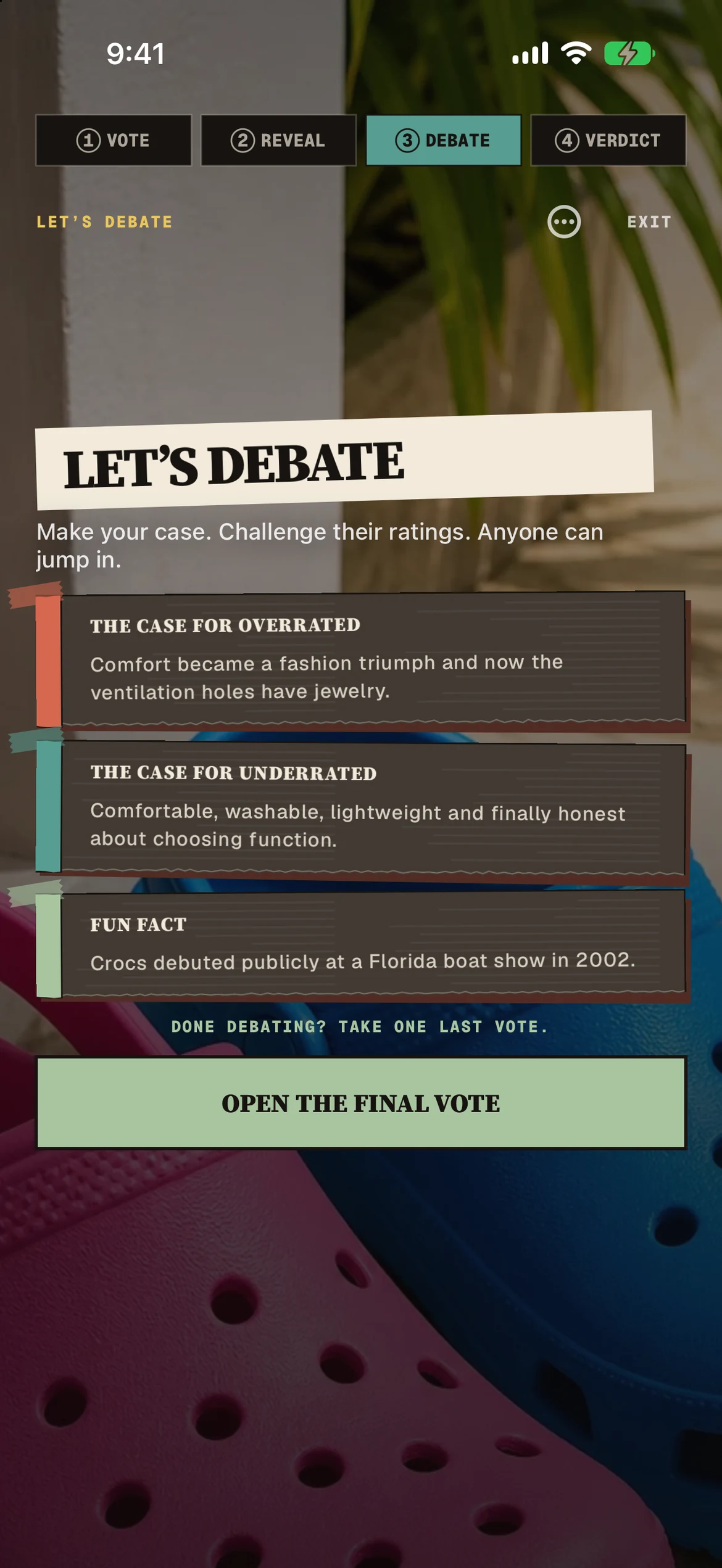 RATED open debate screen inviting everyone to discuss their ratings